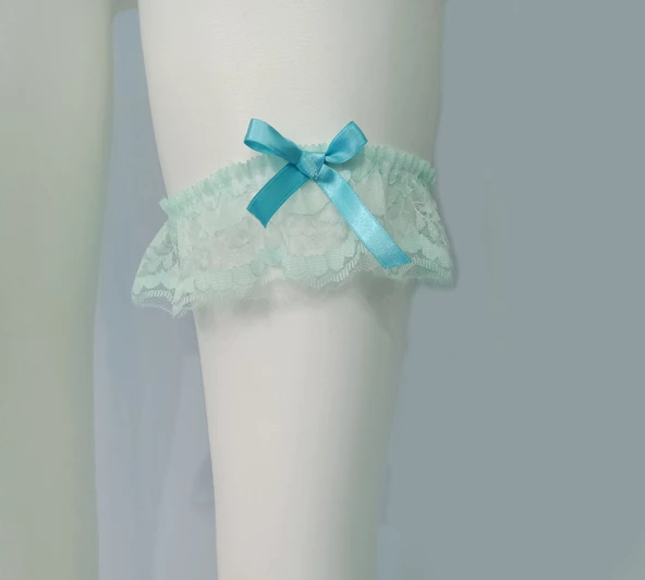 ASM1196 Kadın Mavi 3 Lü Dantel Kol Bacak Akesuar Seti - 4