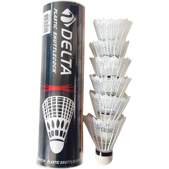 Delta 6 Adet Pratik Kutusunda Plastik Başlı Beyaz Badminton Topu BDT 606
