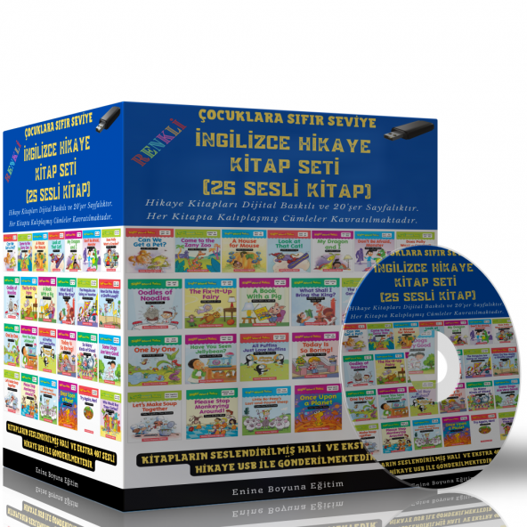 Çocuklara Sıfır Seviye İngilizce Hikaye Kitap Seti (25 Renkli - Sesli Kitap) ürün görseli 1