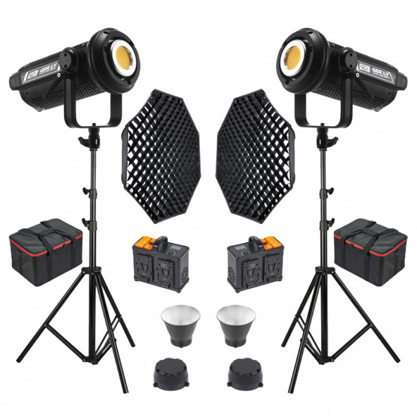 Gdx LV-700C-II B Bi Color Led Video Işığı 2'li Full Set (Gridli 140 Octa Softbox + 260 cm Kalın Işık Ayağı)