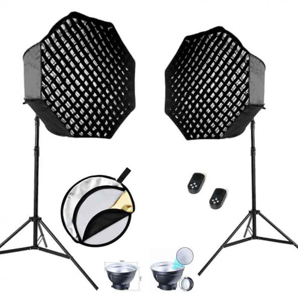 Gdx HD-60W Video Led & Gdx BW-120 Gridli Softbox 2'li Sürekli Led Işık Seti ürün görseli 1