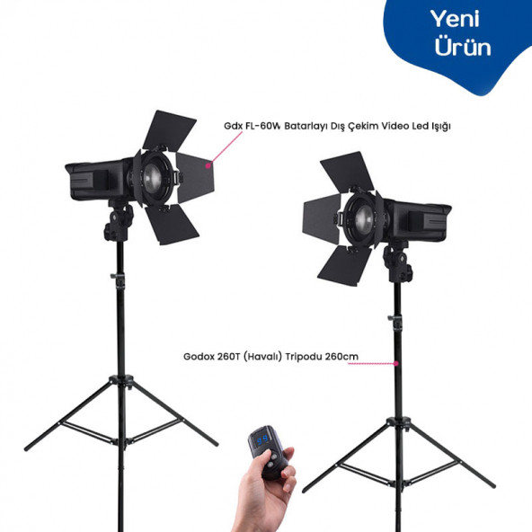 Gdx FL-60W Dış Çekim 2'li Video Led Işığı