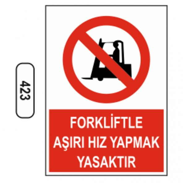 Forklifte Aşırı Hız Yapmak Yasaktır Uyarı  Levhası