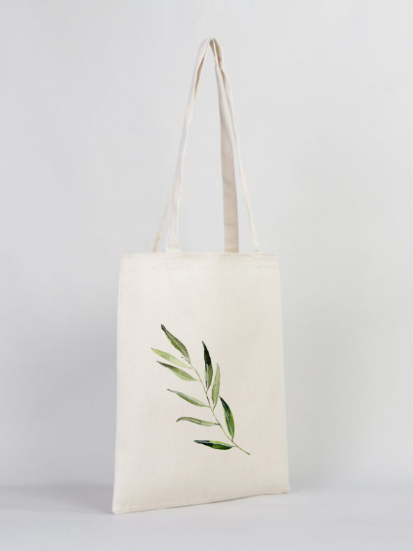 Gedene Zeytin Dalı Baskılı Doğal Gabardin Bez Çanta - GDN20234002 - 3