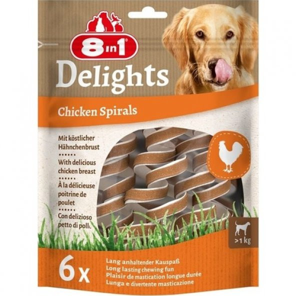 8in1 Delights Chicken Spirals Tavuklu Burgu Köpek  Ödülü 6lı    Skt : 12/2026