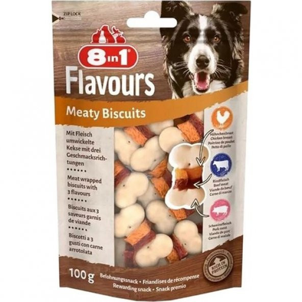 8in1 Flavours Meaty Biscuits Kıtır Köpek Ödülü Skt : 09/2026 - 1
