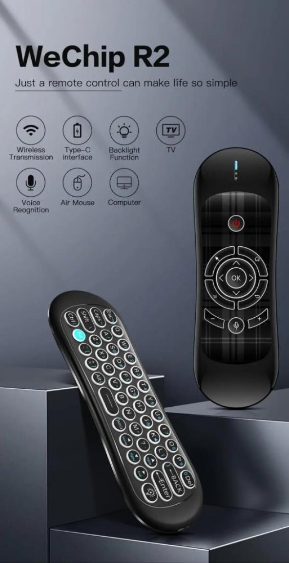 Wechip R2 Kablosuz Klavye Uzaktan Kumanda Air Mouse - 7