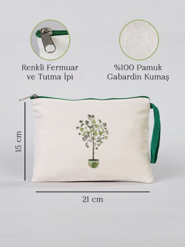 Gedene Zeytin Ağacı Desenli Gabardin Kumaş Clutch Çanta - GDN20234006 - 3