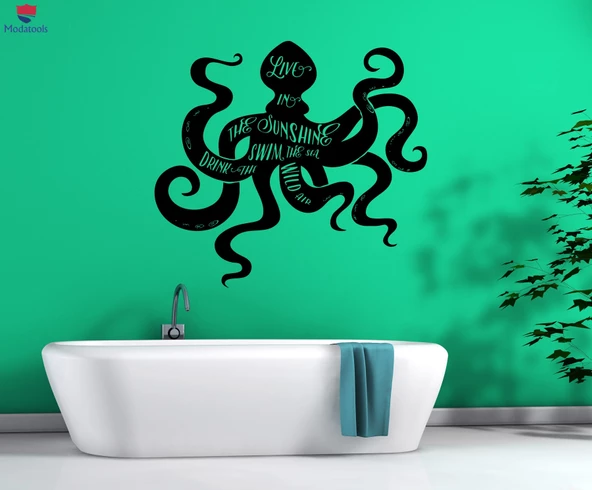 Duvar Oturma Odası, Ofis, Dükkan Sticker Deniz Hayvanı Ahtapot Alıntı Kelimeler Motivasyon Çıkartmalar Benzersiz Hediyelik