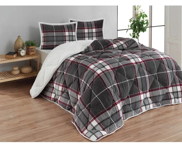 Merinos Comforter Set, Çift Kişilik Yorgan Seti (220x240)-Anna Gri - Resim 2