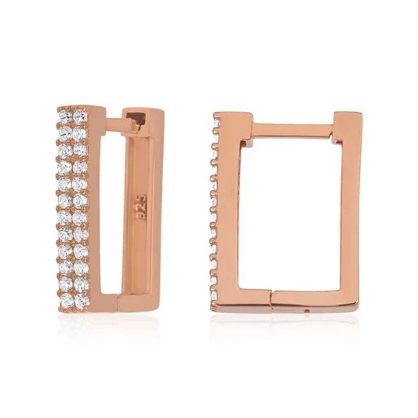 Gümüş Beyaz Taşlı Kare Küpe SL4515 ürün görseli