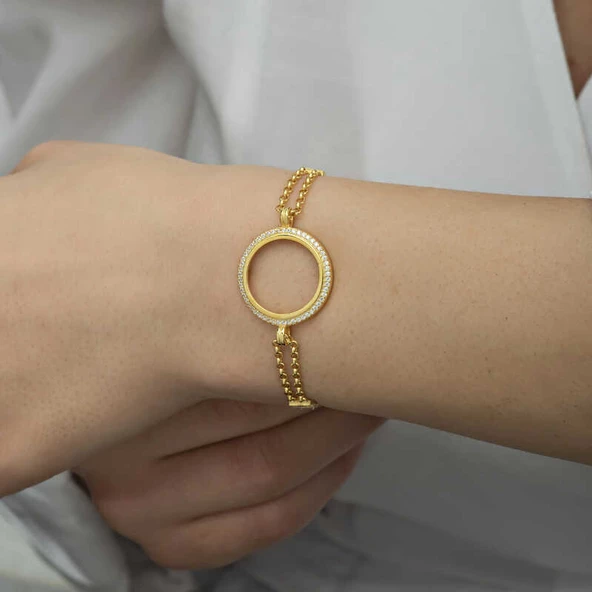 Gümüş Altın Kaplama Kadın Bileklik  SL4568 - Resim 2