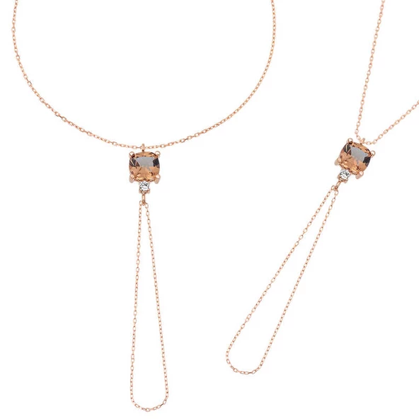 Gümüş Rose Zültanit Taşlı Kare Şahmeran  SL4384 ürün görseli