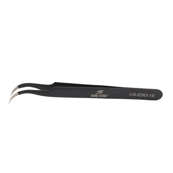 Antistatik Paslanmaz Çelik Eğri Uçlu 120mm Cımbız / HS-ESD-15
