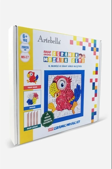 27  Çocuk Ahşap Çerçeveli Seramik Mozaik Set 20x20 cm