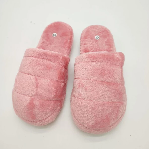 Yatay Dikişli Pofuduk Kadın Terlik Pudra Renk - 9