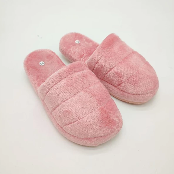 Yatay Dikişli Pofuduk Kadın Terlik Pudra Renk - 7