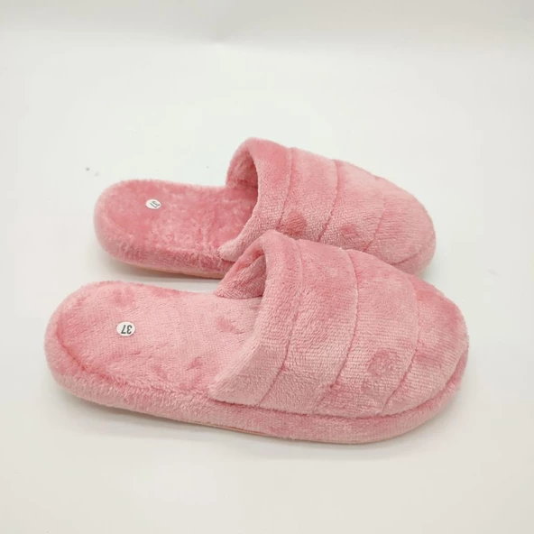 Yatay Dikişli Pofuduk Kadın Terlik Pudra Renk - 6