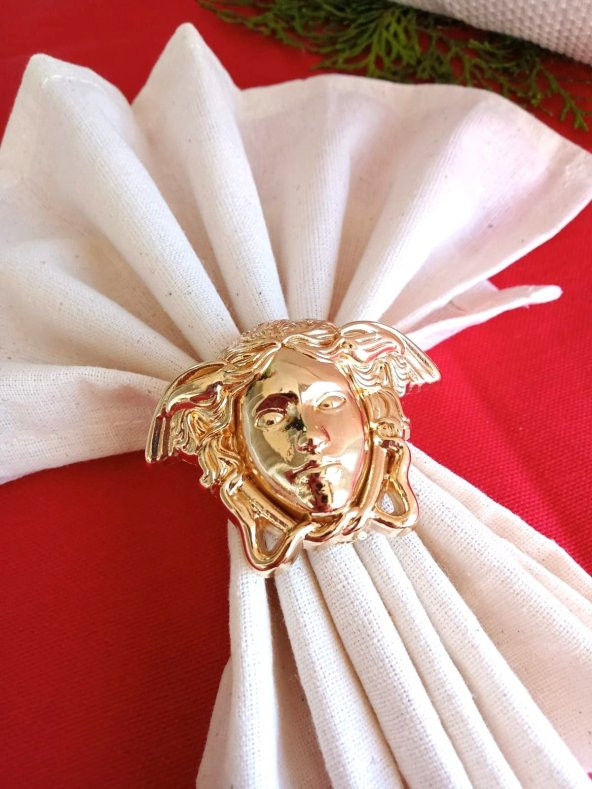 6 Adet Gold Versaces Metal Peçete Halkası  - Napkin Ring
