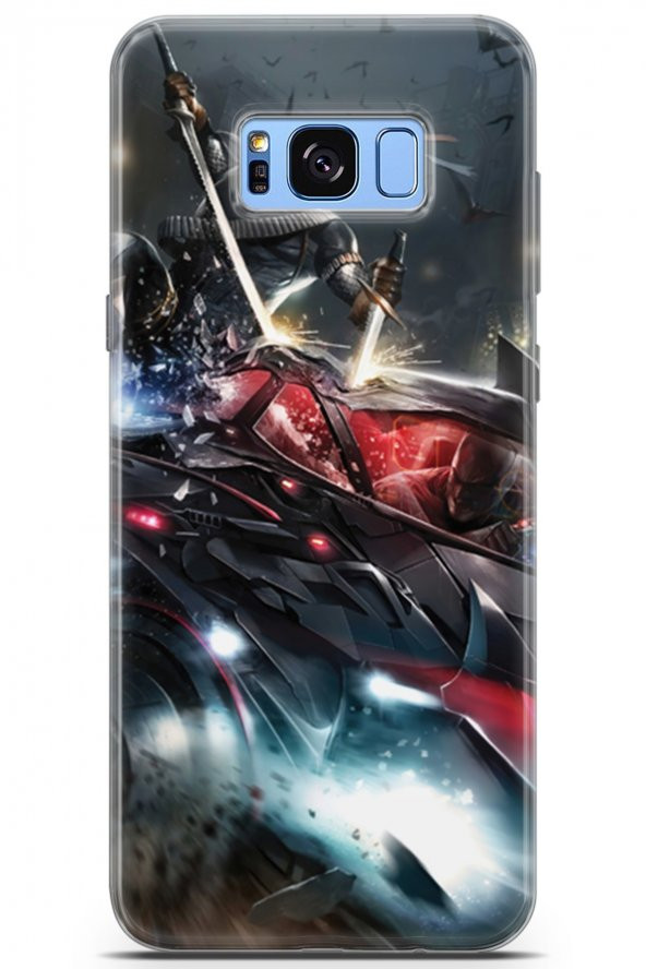 Samsung Galaxy S8 Plus Uyumlu Kılıf Dc 07 Batman vs Deathstroke Desenli Kılıf Antrasit - 1