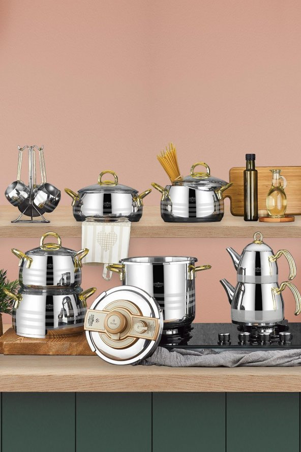 Acar 445 Akasya 18 Parça Çelik Çeyiz Seti - Gold