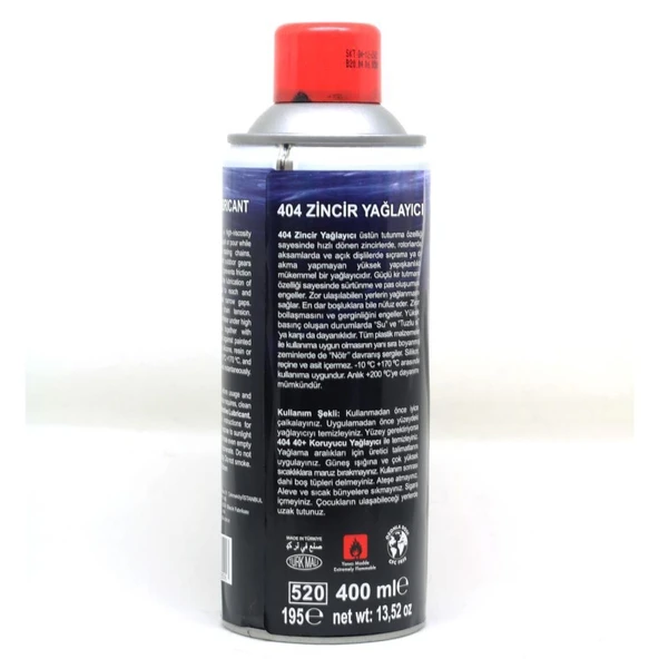 404 Motosiklet - Bisiklet Zincir Yağı 400 ml - Resim 2