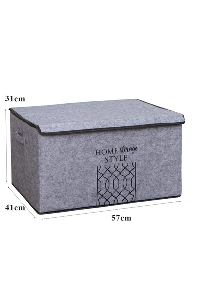 Keçe Kapaklı Çok Amaçlı Mega Plus Kutu Gri 57x41x31 Cm - 2