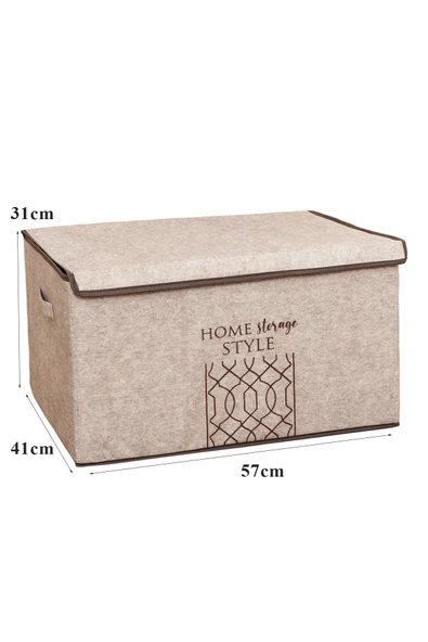Keçe Kapaklı Çok Amaçlı Mega Plus Kutu Bej 57x41x31 Cm - Resim 3