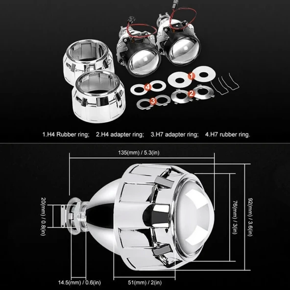 Bi Xenon Mercek Far 2,5inch Projektör Far Göbeği - 5