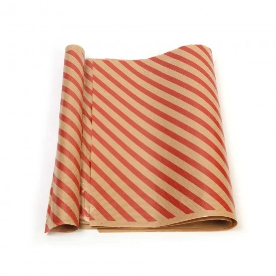 Kırmızı Çizgi Baskılı 40Gr İthal Şamua Kraft Ambalaj Kağıdı 70x100CM