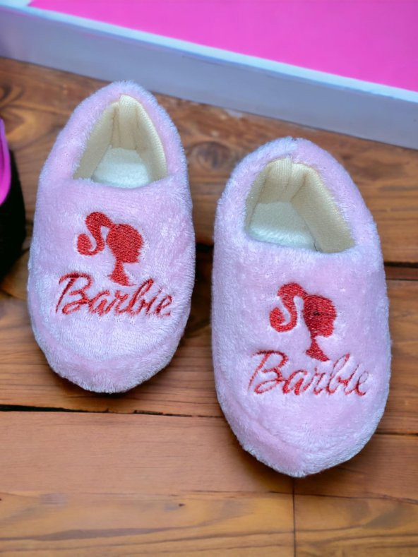 AHS Barbie Figürlü Kız Çocuk Panduf Kaydırmaz Ortopedik Taban Anaokulu Ev Kreş Ayakkabısı