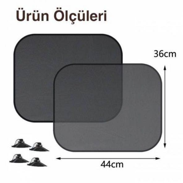 Polham Vantuzlu Araç Yan Cam Güneşlik 2Adet Set 36x44cm Oto Yan Cam Perdesi Güneşliği - 6