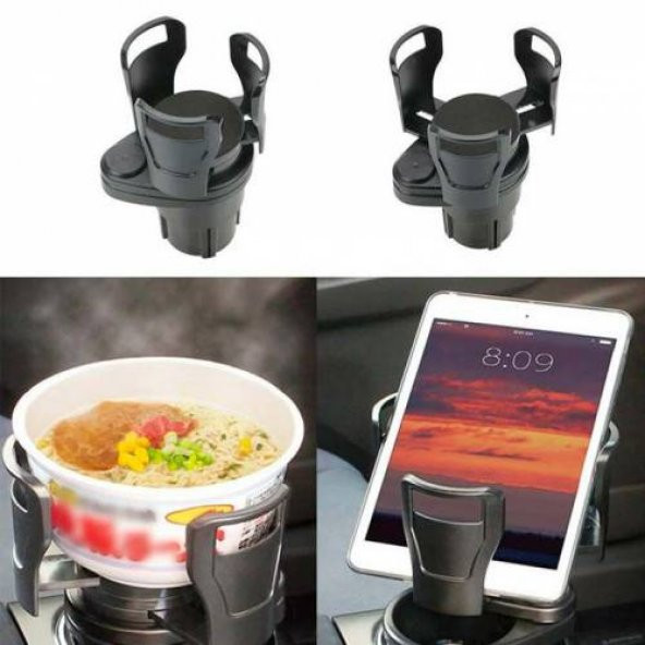 Polham Dönebilen ve Genişlik Ayarlamalı 2li Bardak ve Şişe Tutacağı, Titreme Önleyici Bardaklık - 3