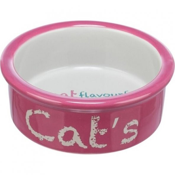 Trixie Kedi Mama ve Su Kabı, Seramik, 0,3lt / 12cm Antik Pembe/Açık Gri