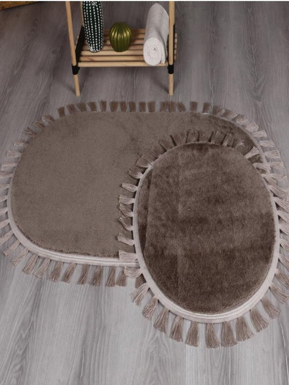 Orkide Home Dekoratif Modern Simirna Püskül Saçaklı 50x80 Oval Klozet Takımı - 9