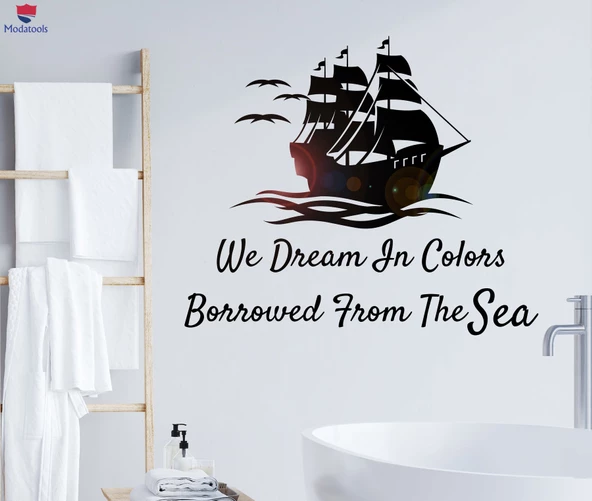 Duvar Oturma Odası, Ofis, Dükkan Okyanus Gemisi Motivasyonel Alıntı Deniz Dalgaları Oturma Odası, Ofis, Mağaza Dekoru