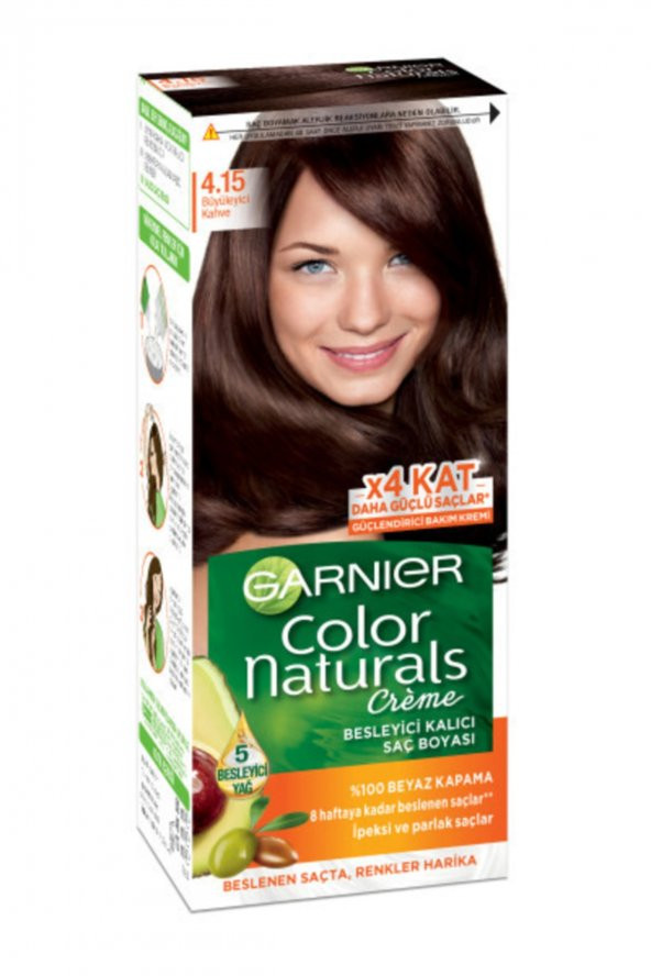 Garnier Color Naturals Saç Boyası 4.15 Büyüleyici Kahve X4 Kat