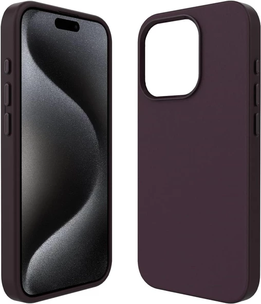 Apple iPhone 15 Pro Kılıf Magsafe Nubuk Tarzı Mikro Fiber Mimoza Kapak - 8