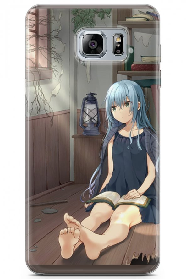 Samsung Galaxy Note 5 Uyumlu Kılıf Anime 10 Mavi Saçlı Full HD Kılıf Kahve