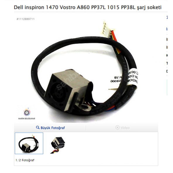 Dell inspiron 1470 Vostro A860 PP37L 1015 PP38L şarj soketi