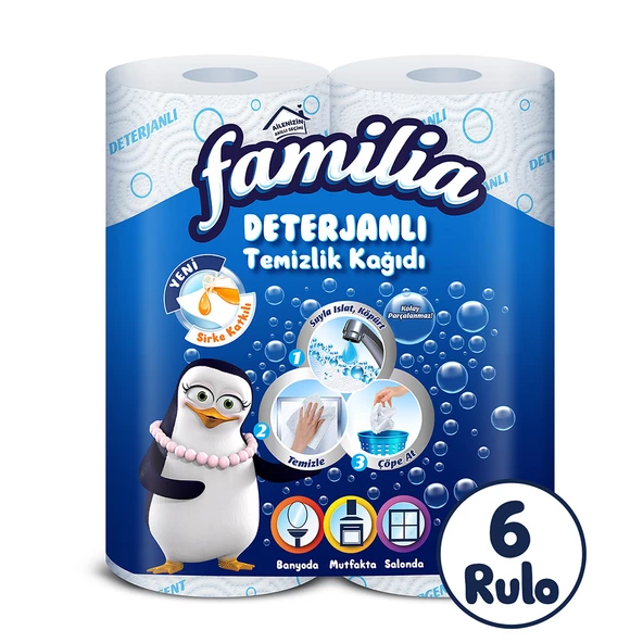 Familia Deterjanlı Temizlik Kağıdı 6 Rulo (2 Rulo x 3 Paket)