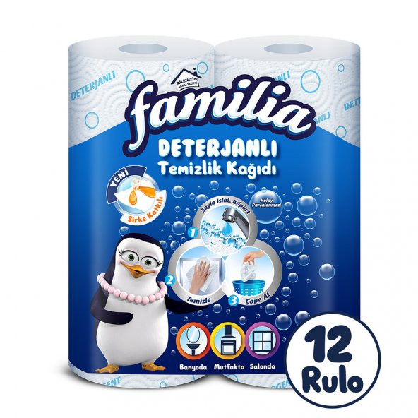 Familia Deterjanlı Temizlik Kağıdı 12 Rulo (2 Rulo x 6 Paket)