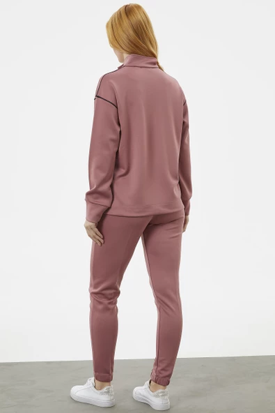 Dik Yaka Rahat Kalıp Eşofman Takım - Gül - Resim 6