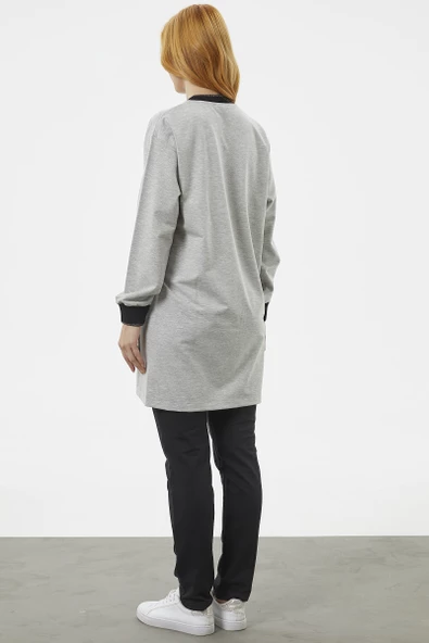 Fermuarlı Tunik Eşofman Takım - Gri - Resim 7