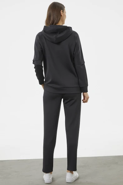 Kanguru Cepli Dalgıç Kumaş Eşofman Takım - Siyah - Resim 6