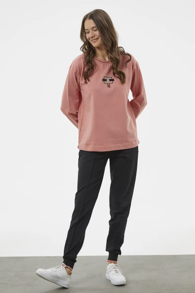 Nakış Detaylı Oversize Eşofman Takım - Pembe - Resim 2