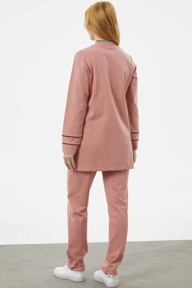 Büyük Beden Tunik Eşofman Takım - Pembe - 6