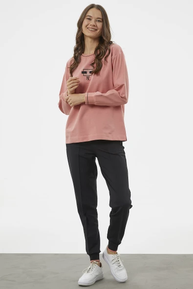 Nakış Detaylı Oversize Eşofman Takım - Pembe - Resim 3