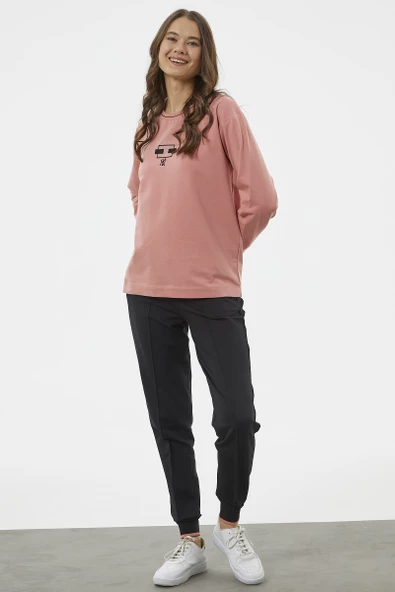 Nakış Detaylı Oversize Eşofman Takım - Pembe - Resim 4