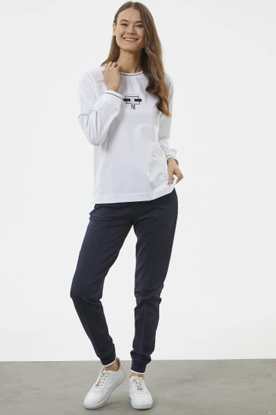 Nakış Detaylı Oversize Eşofman Takım - Beyaz - Resim 3